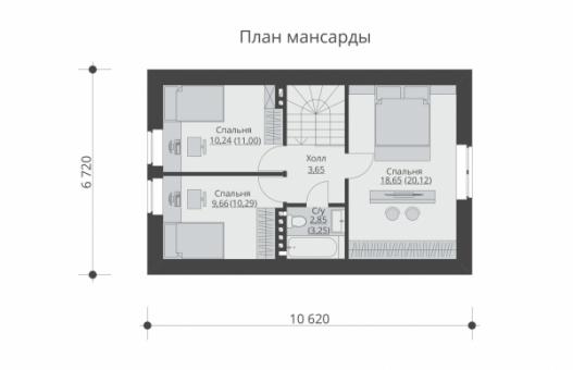 Одноэтажный дом с мансардой и погребом